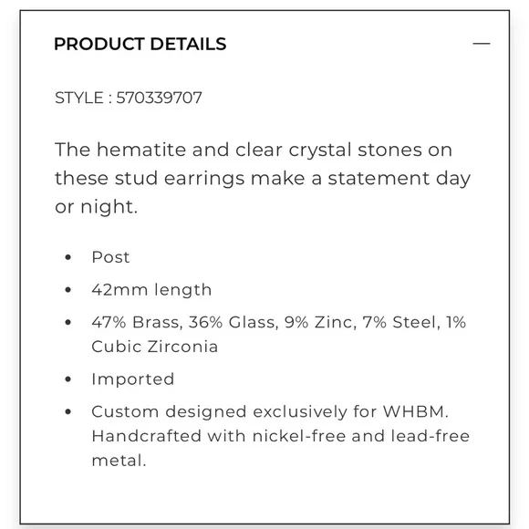 WHBM Elegant Hematite Fringe Stud Earrings - Picture 3 of 6